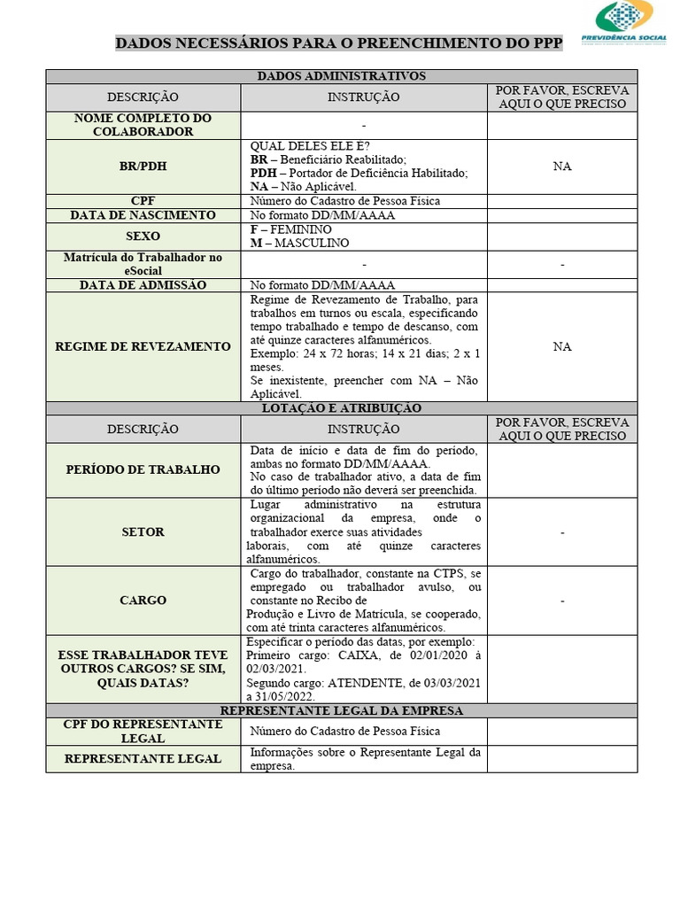 PPP Modelo Preenchimento PDF