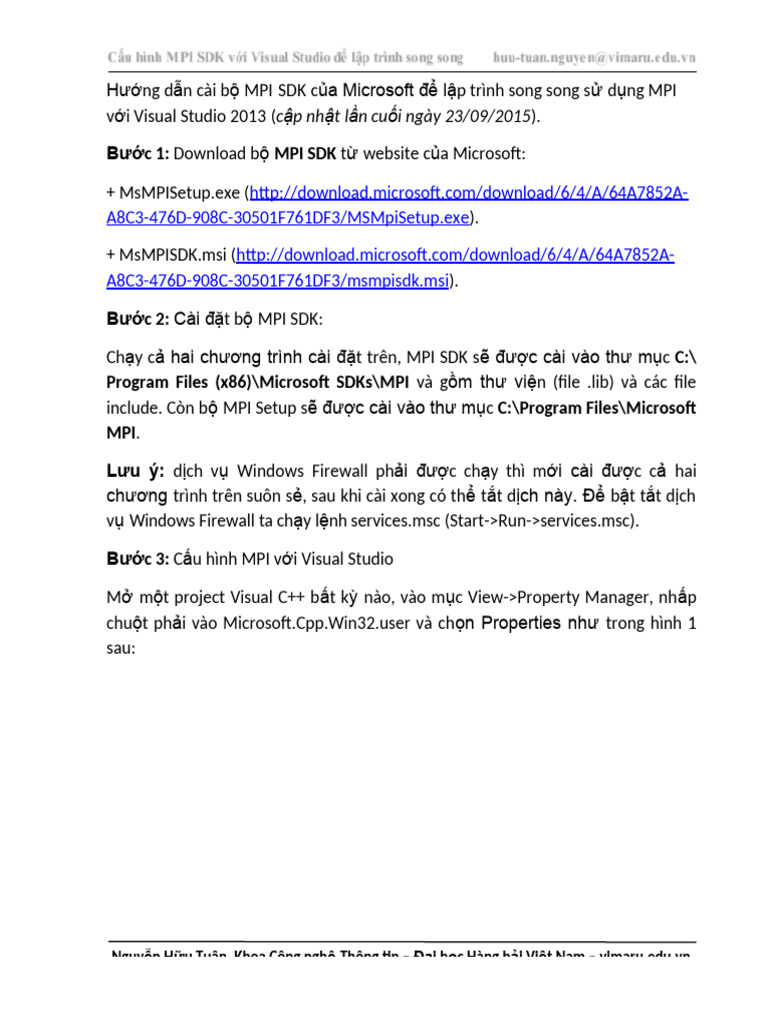Huong dan thiet lap ms mpi voi visual studio pdf