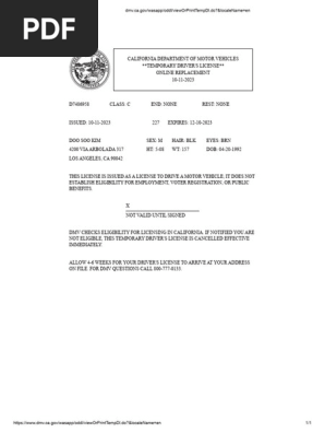 Temporary License | PDF