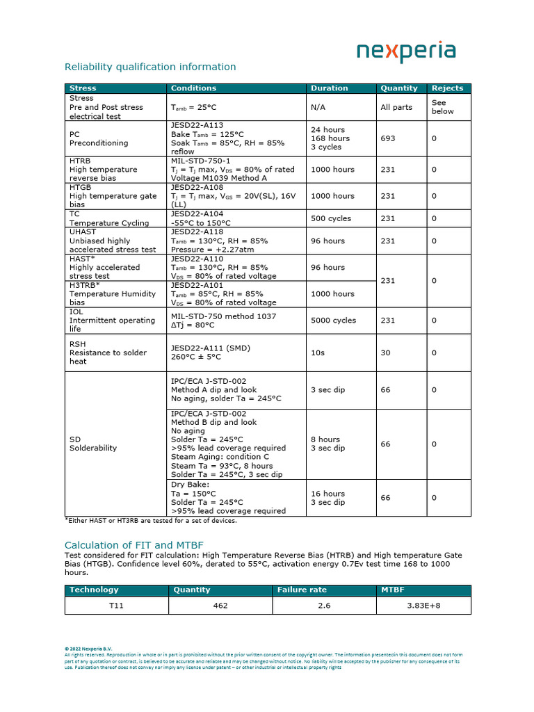 Reliability Information t11 Sot1210 | PDF | Electrical Engineering ...