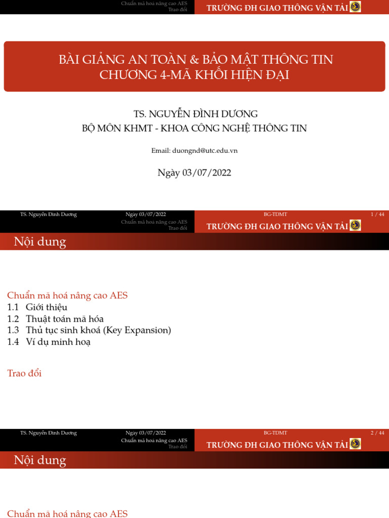 Slide c4 Ma Khoi Hien Dai AES Handout | PDF