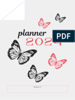 Planner 2024 Mensal Calendário Simples Preto e Rosa Documento A4