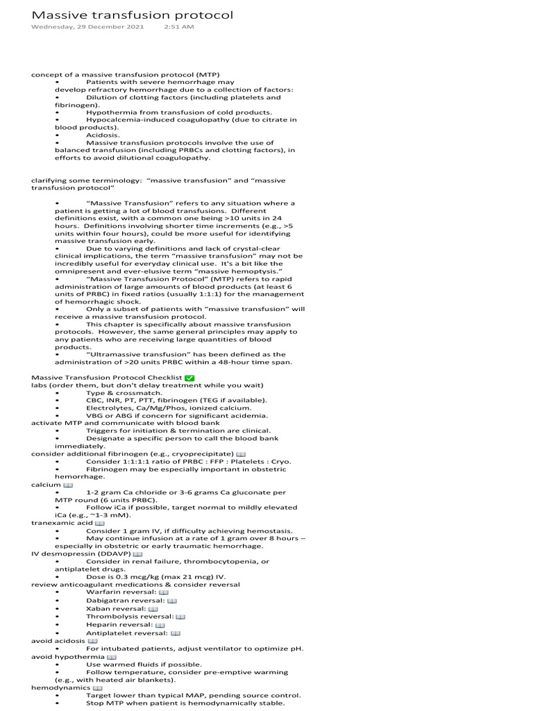 Massive transfusion protocol pdf blood transfusion bleeding