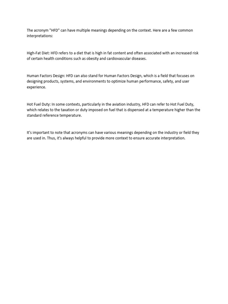 HFD Interpretations | PDF
