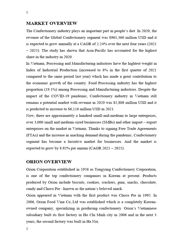 Orion Chocopie Final Pdf Business Economics Economies