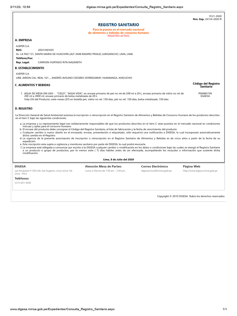 Digesa minsa gob pe expedientes consulta registro sanitario aspx