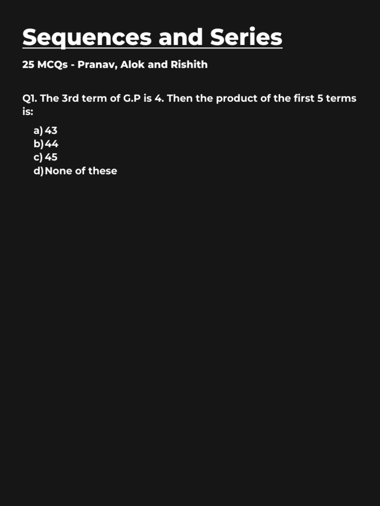 Sequence Series Cheat Sheet Pdf Sequences And Series Cheat Sheet
