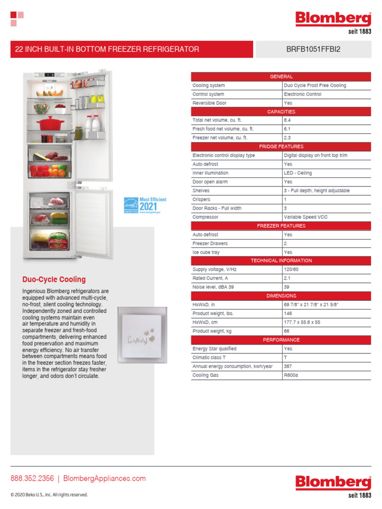 BRFB1051FFBI2 PDF Refrigerator Engineering Thermodynamics