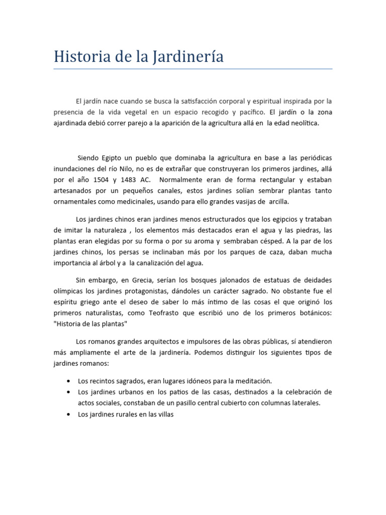 Historia de la Jardinería a Través del Tiempo | PDF | Jardines | Parques