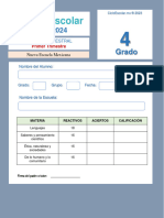 Evaluacion Primer Trimestre Cuarto Grado 2023 2024