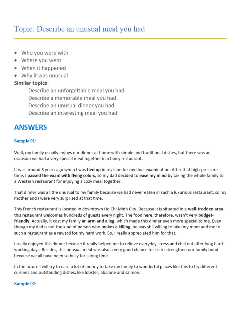 part-23-object-12-describe-an-unusual-meal-you-had-pdf-meal