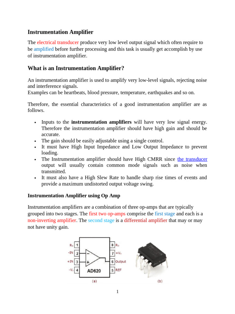 05 Instrumentation Amplifier PDF Amplifier Operational Amplifier