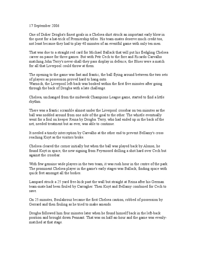 5) Chelsea FC 1 - 0 Liverpool | PDF | Association Football Clubs ...