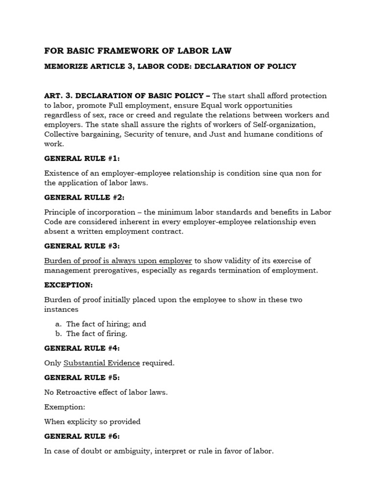 For basic framework of labor law pdf labour law employment