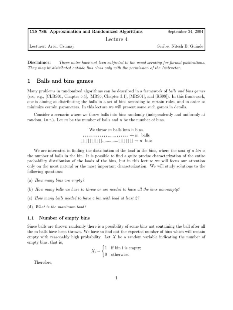 Czumaj Balls Into Bins PDF Probability Distribution Load