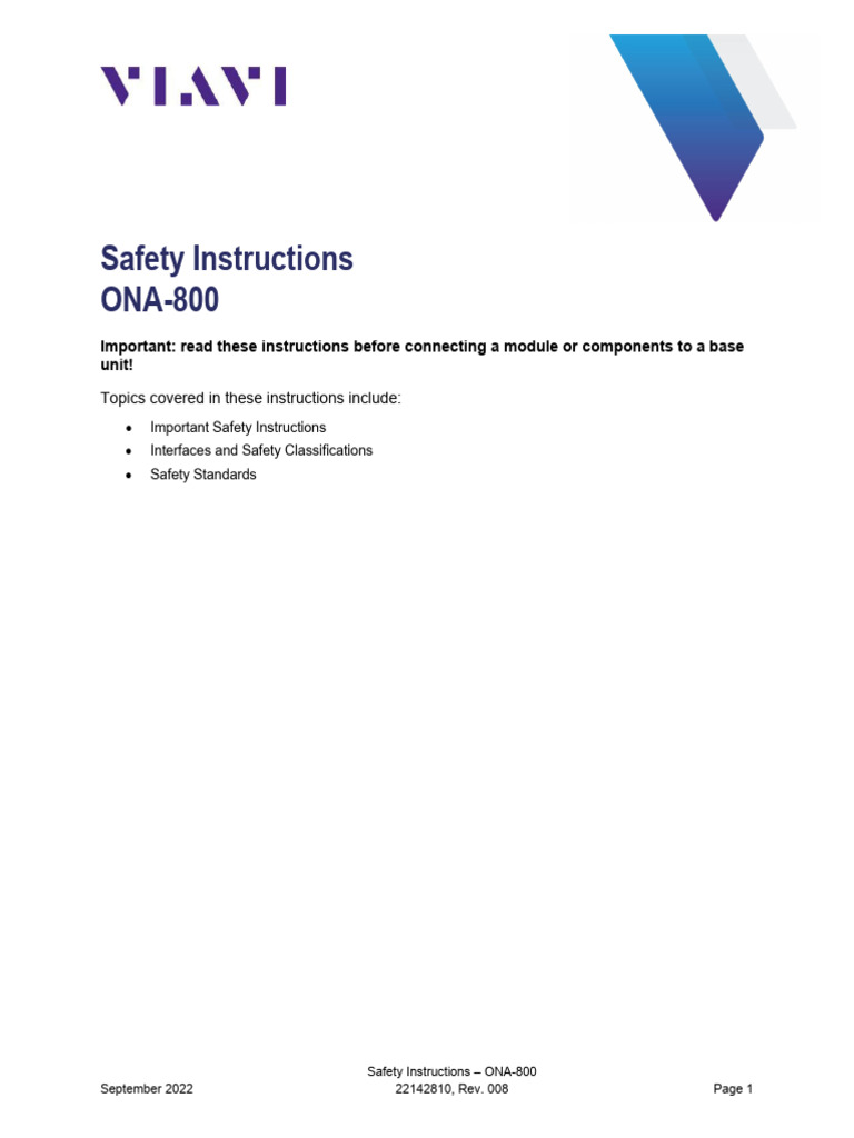 ONA-800 Safety Instructions Guide | PDF | Safety | High Voltage