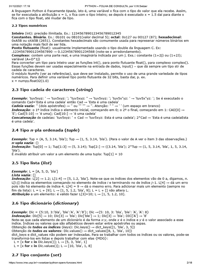 Tipos de Dados em Python | PDF | Python (linguagem de programação ...