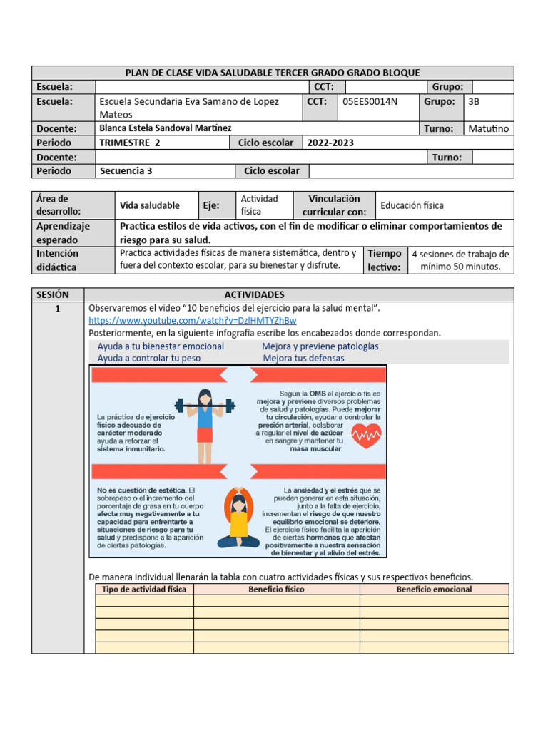 Actividades de Vida Saludable en Clase | PDF