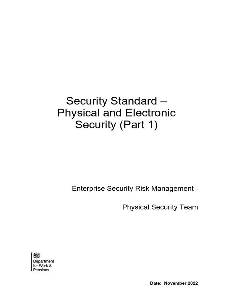 DWP Security Standard Physical and Electronic Security Part 1 v1.1