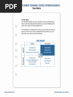 FranklinPlanner_TimeMatrix
