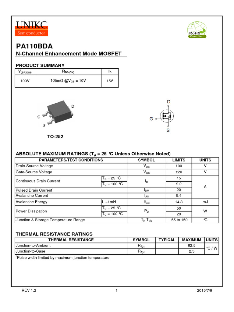 Pa 110 Bda | PDF | Field Effect Transistor | Mosfet