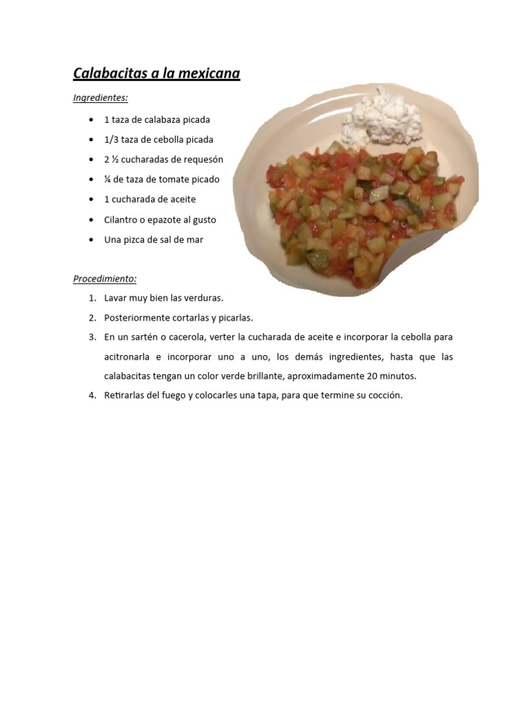 Calabacitas A La Mexicana | PDF
