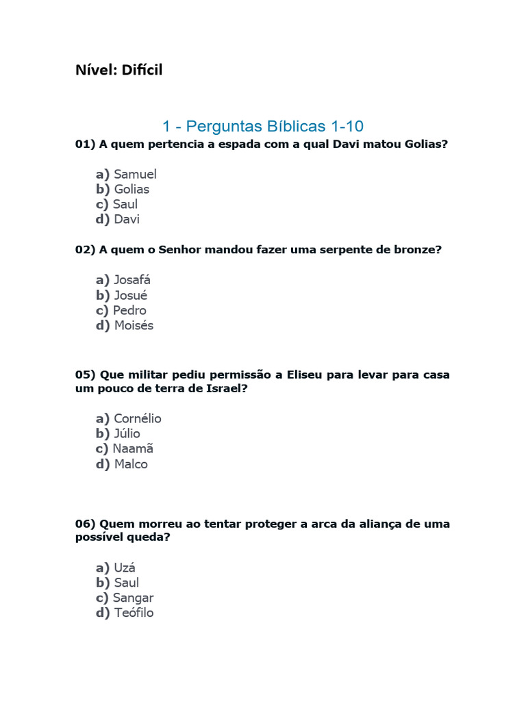 Perguntas Bíblicas (Infantil) : A) João B) Jonas C) Isaías