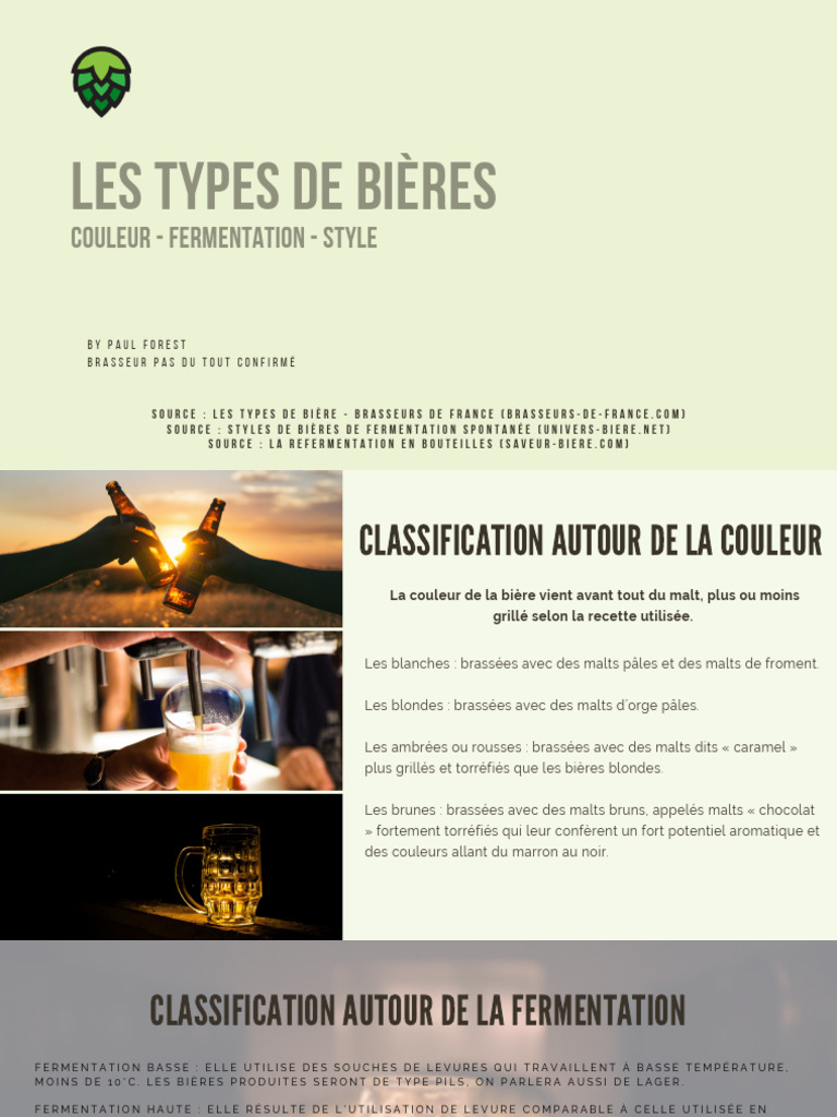 Classification Des Types De Bi res PDF Bi re Nourriture Et Boisson