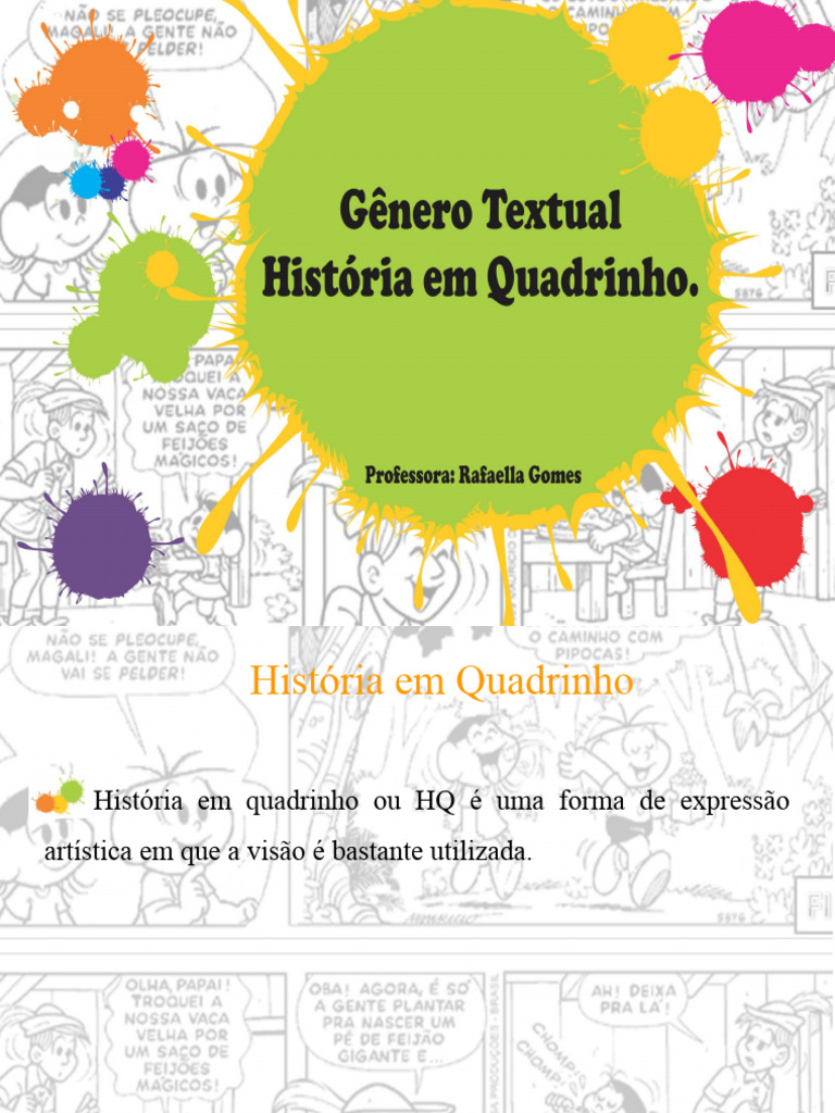 Apresentação - Gênero Textual - História em Quadrinhos | PDF | Quadrinhos