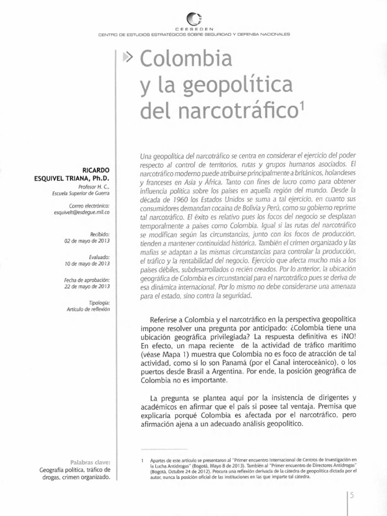 Colombia y La Geopolitica Del Narcotrafi | PDF | Comercio ilegal de ...