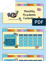Colorful Fun Monthly Academic Calendar