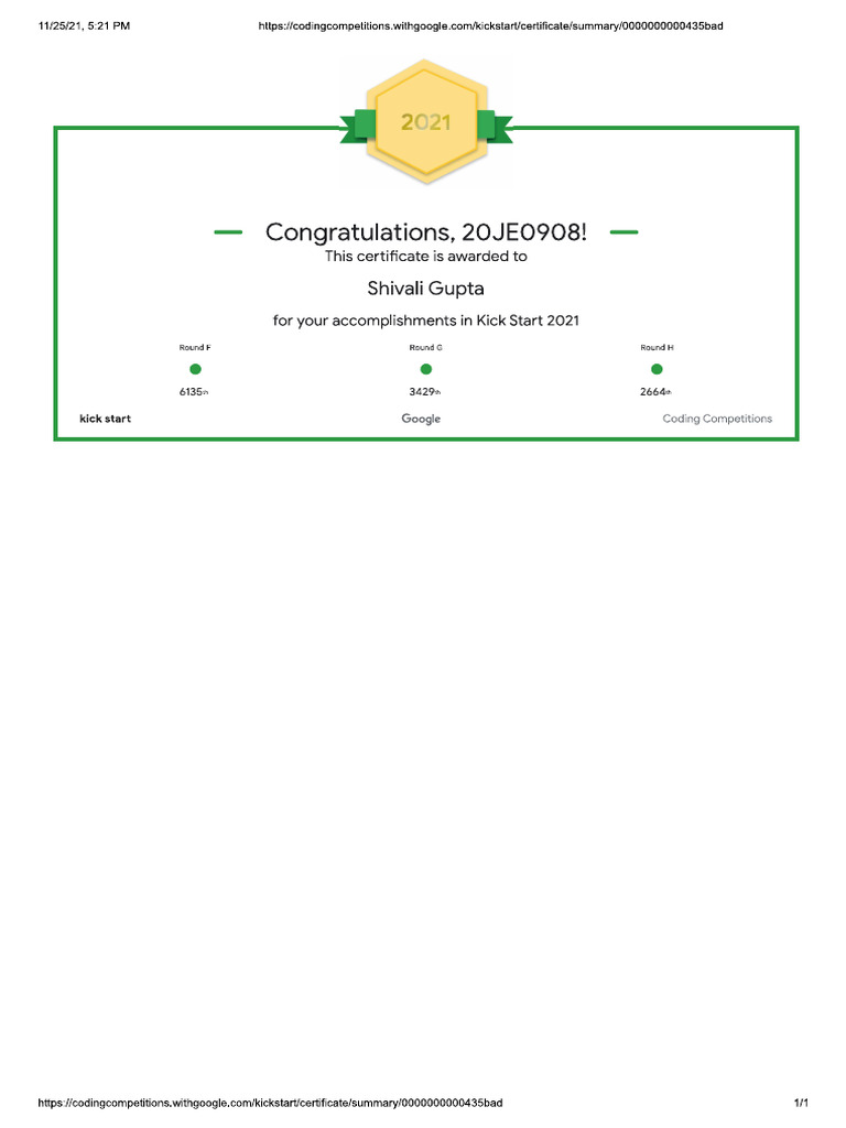 Google kickstart 2021 PDF