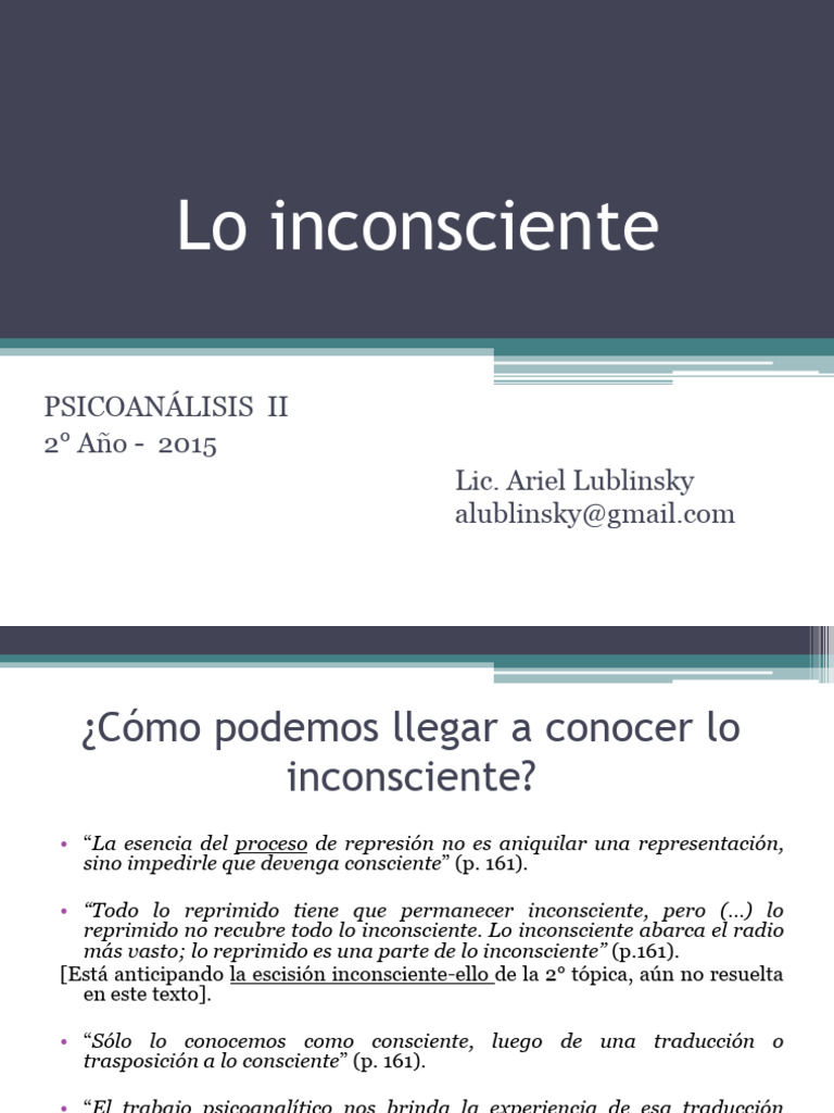 Lo Inconsciente (1915) | PDF