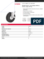 Rodaja Hule 6" Con Espiga Sólida y Freno, Carga 125 KG: CÓDIGO: 48623 CLAVE: RO-1427F