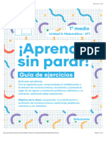 Guía de Ejercicios N1. 1 Medio. Unidad 0 - Matemática - N 1. Soluciones