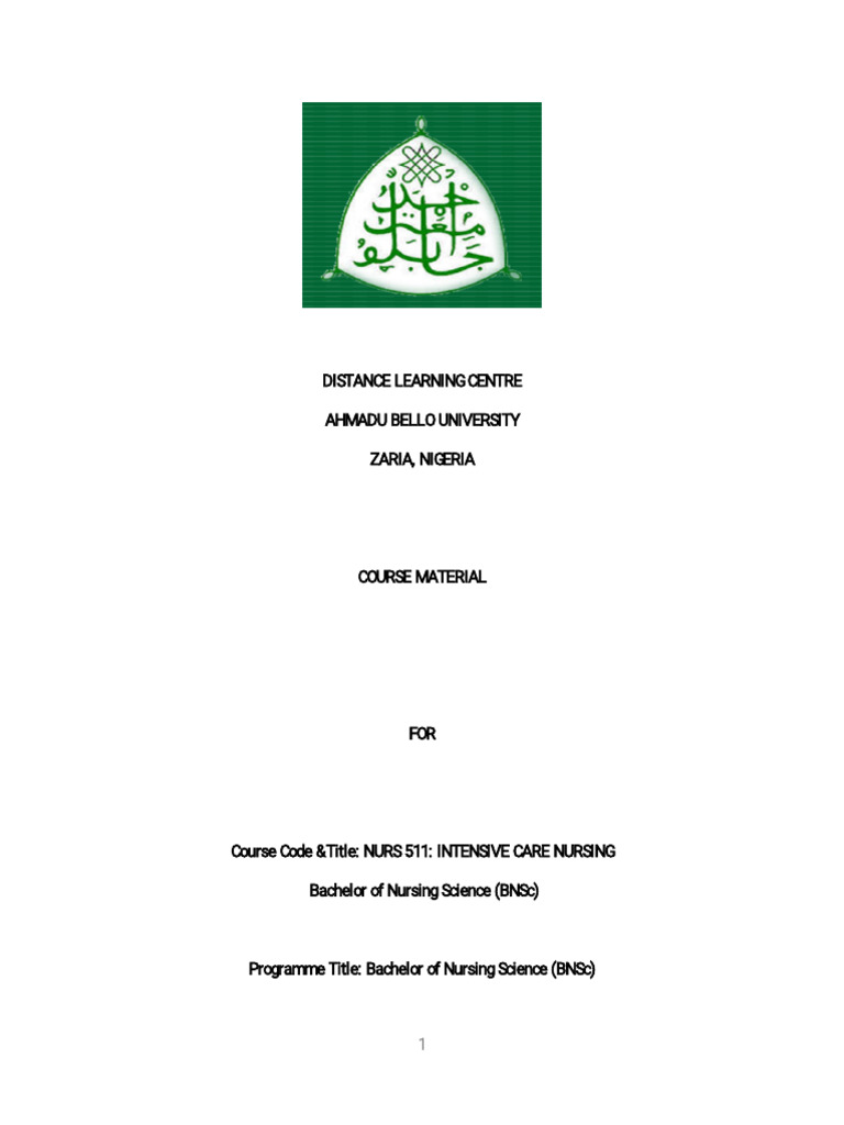 Intensive Care Nursing Course Guide | PDF