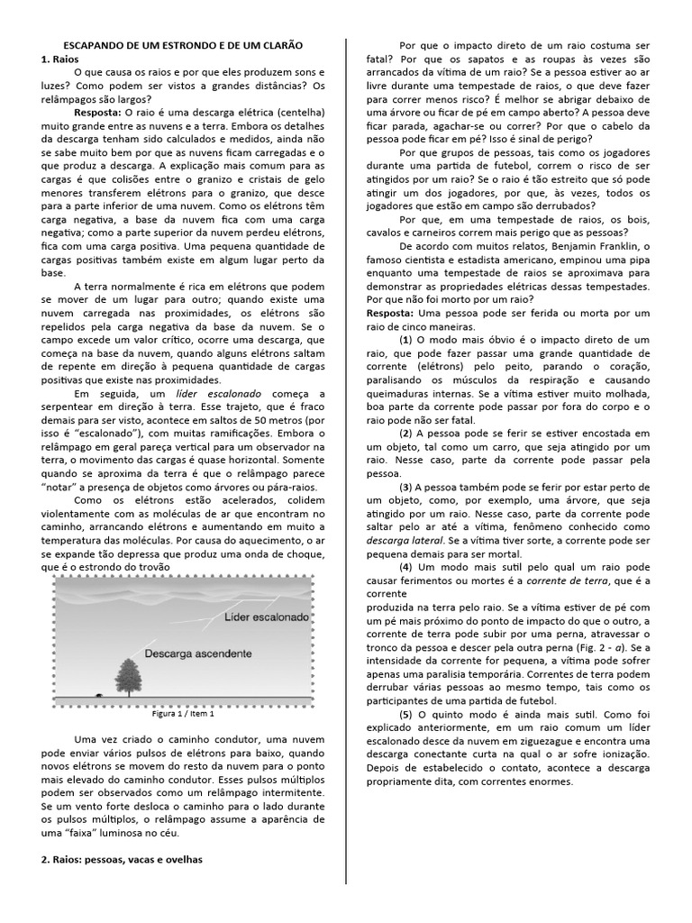 Estrondo de Raios e Seus Efeitos | PDF | Relâmpago | Carga elétrica