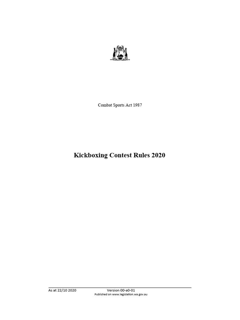 WA Kickboxing Contest Rules 2020 | PDF | Combat Sports