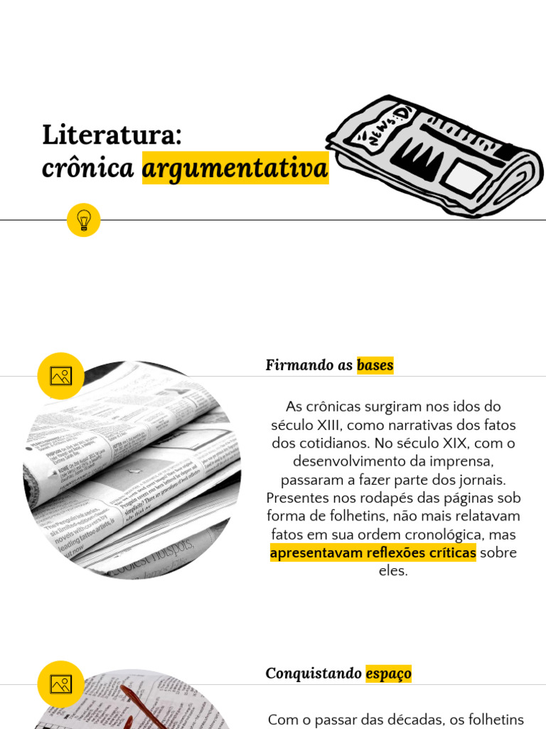 Crônica Argumentativa: Estrutura e História | PDF