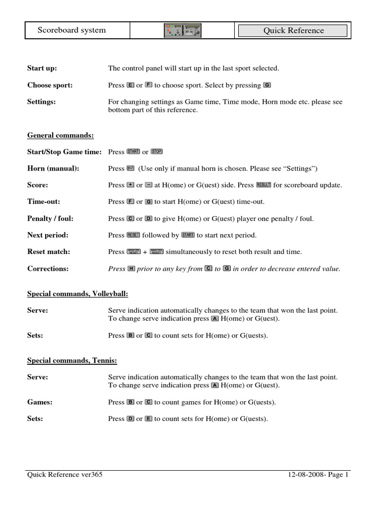 Quick Reference Ver365 | PDF