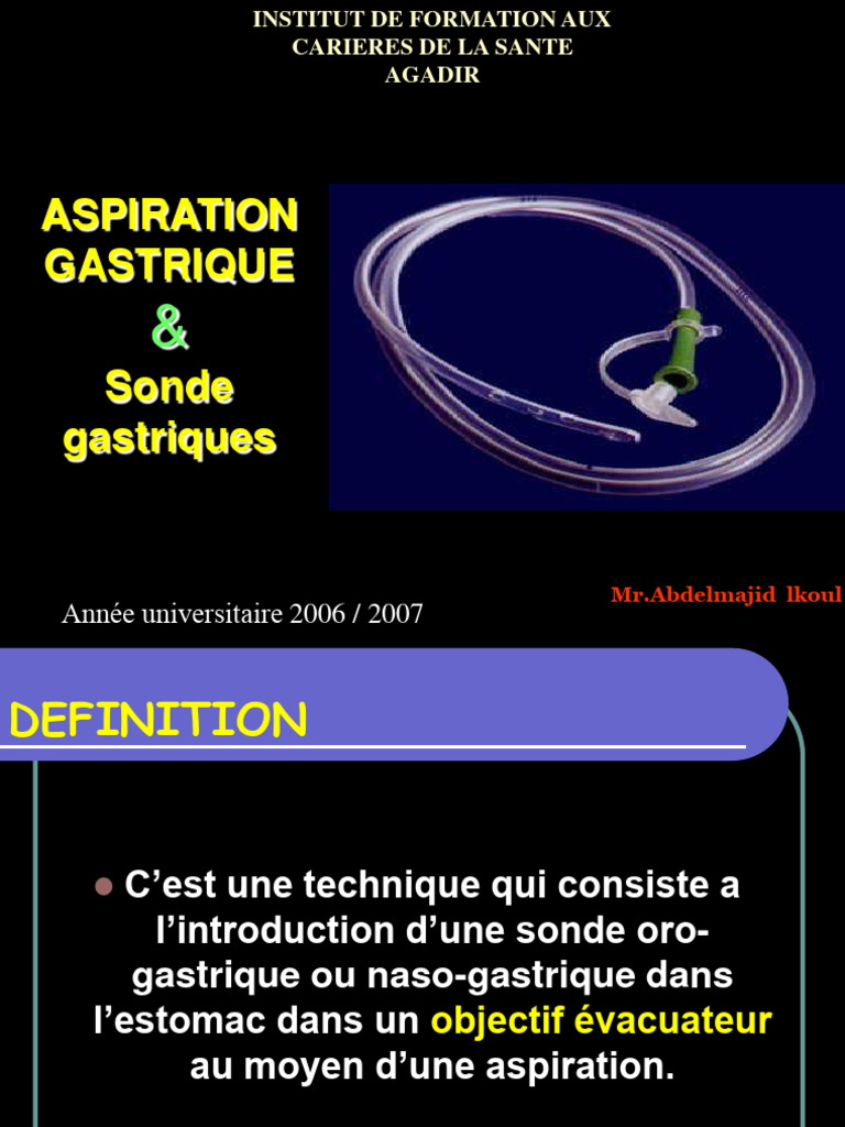 Aspiration Gastrique et Sonde Salem | PDF | Estomac | Spécialités médicales
