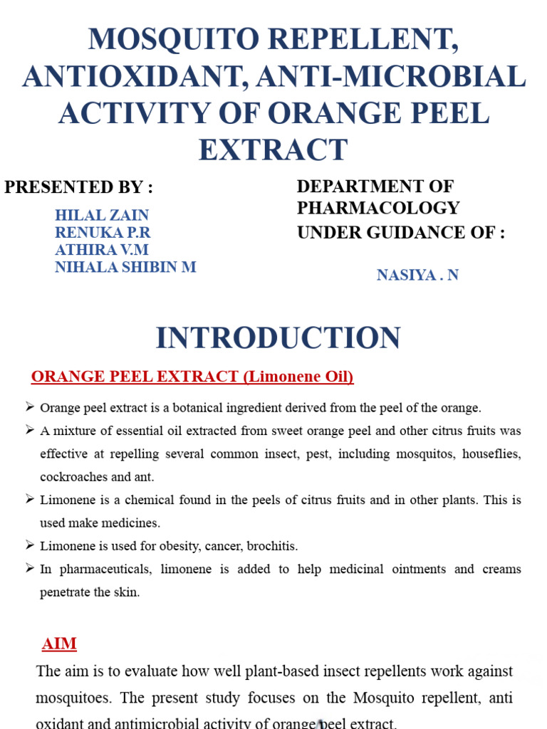 Mosquito Repellent and Antimicrobial Activity of Orange Peel (3) 77771