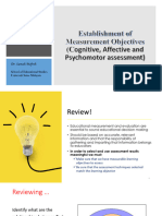 Establishment of Measurement Objectives. (Cognitive, Affective and Psychomotor Assessment) ) PPTX