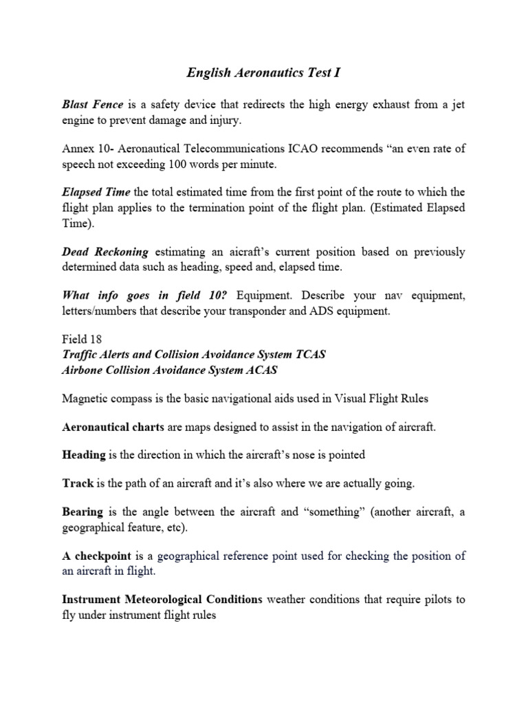 English Aeronautics Test Overview | PDF | Aviation | Aerospace