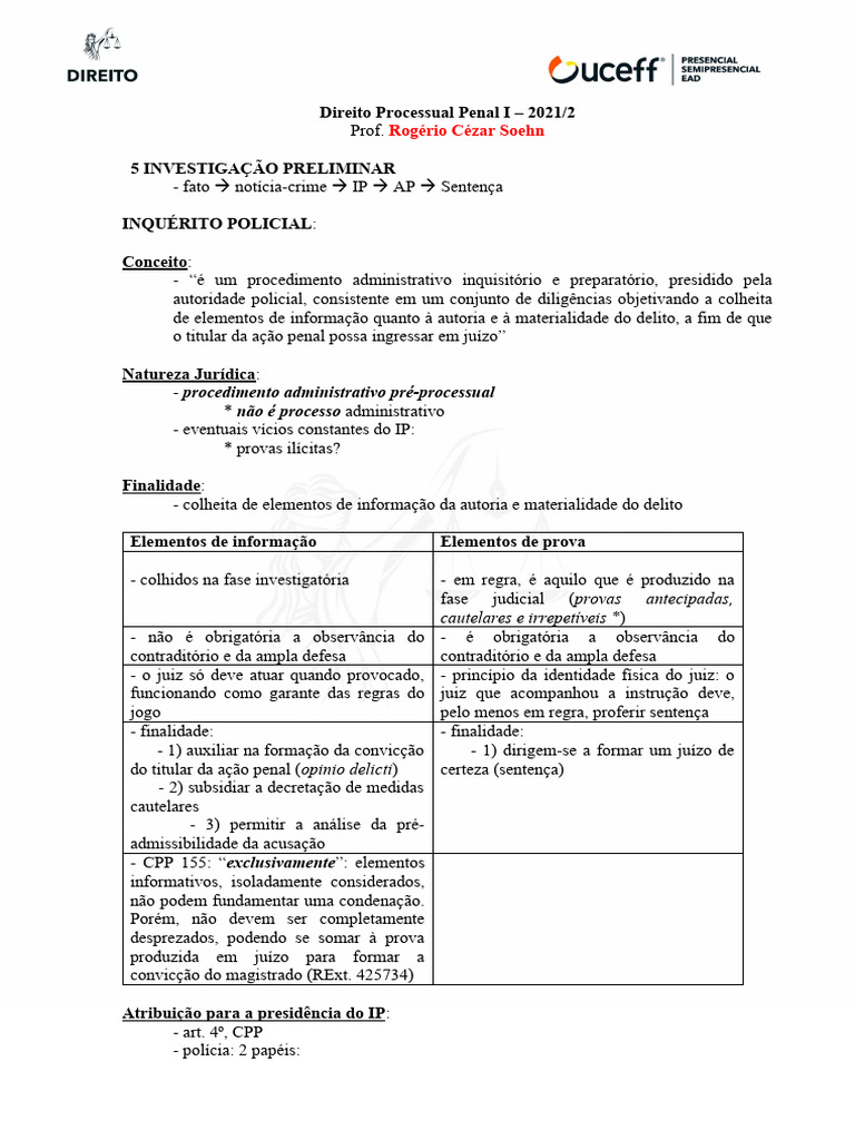 Características do Inquérito Policial | PDF | Propriedade intelectual ...