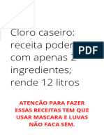 Cloro Caseiro Receita Poderosa Com Apenas 2 Ingredientes Rende 12 Litros