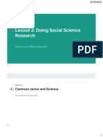 Lesson 2: Doing Social Science Research: Common Sense and Science