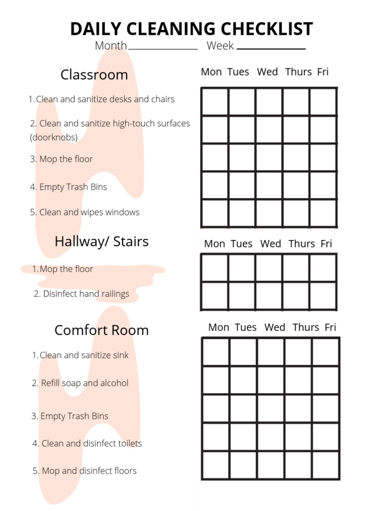 Daily Cleaning Checklist PDF
