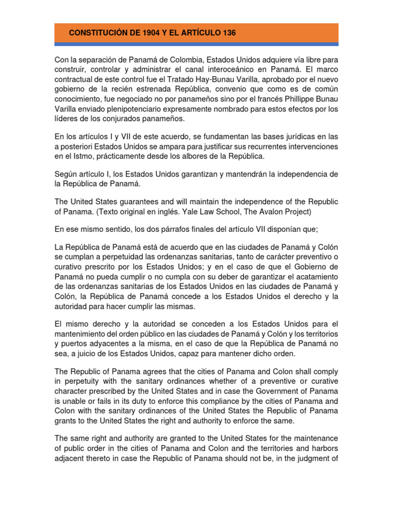 m3 Constitución de 1904 y El Artículo 136 | PDF | Panamá | Gobierno