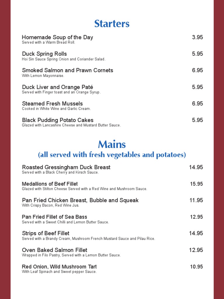 Gourmet Restaurant Menu Highlights | PDF | Cooking, Food & Wine